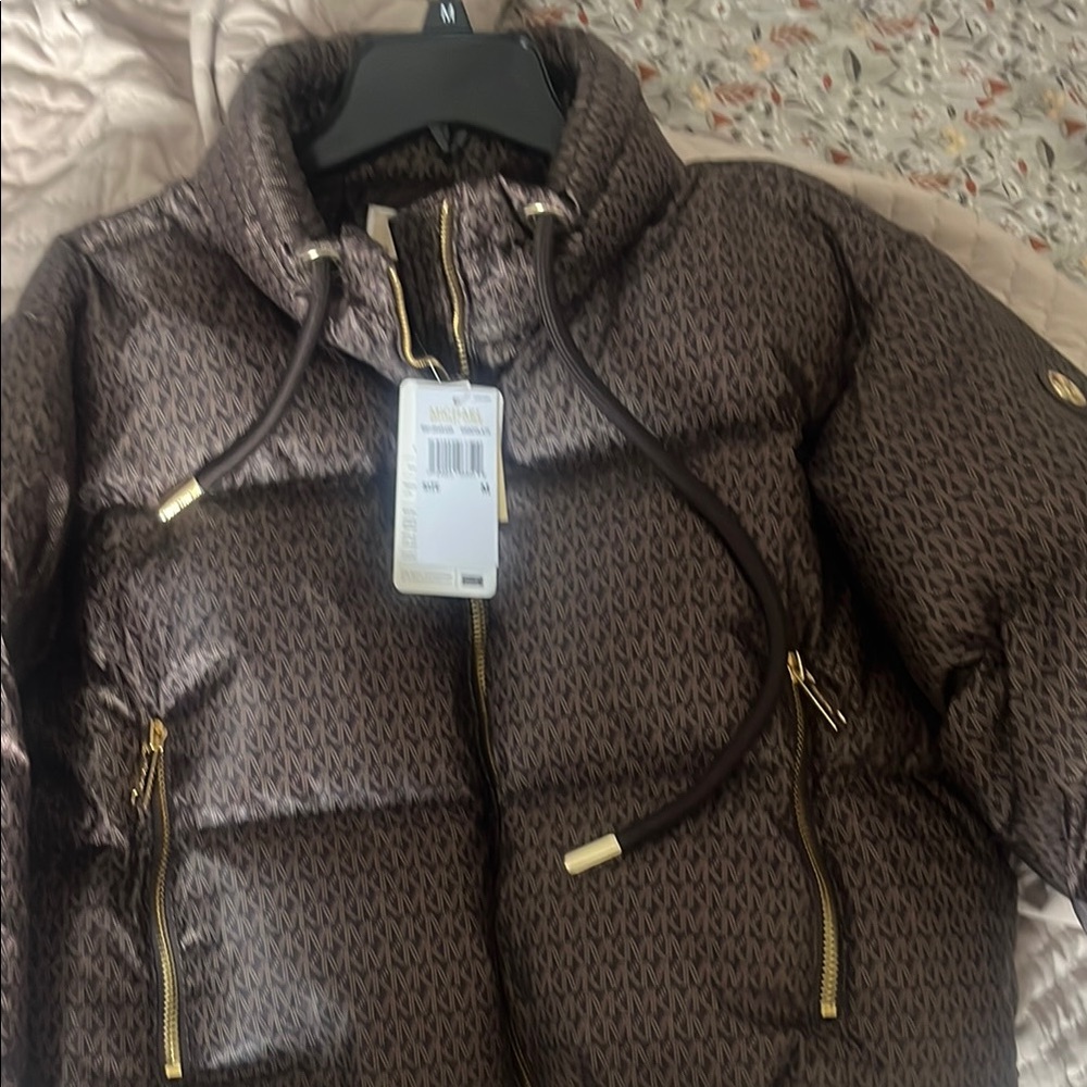 Michael Kors Chocolate Monogram Puffer Coat